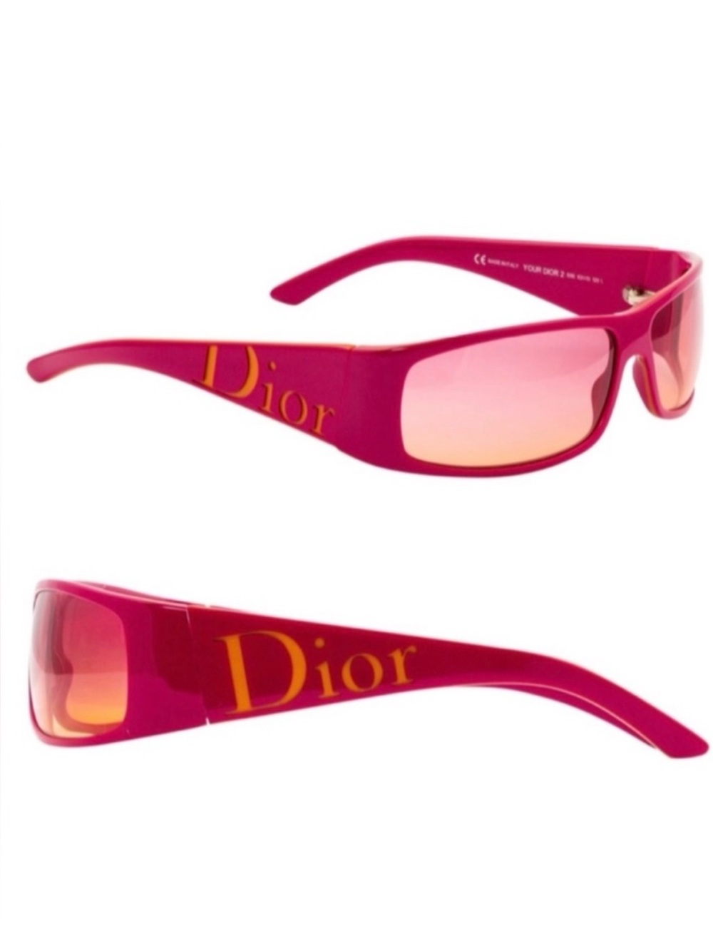 Vintage John Galliano for Christian Dior Your Dior 1 Pink Orange Logo Sunglasses